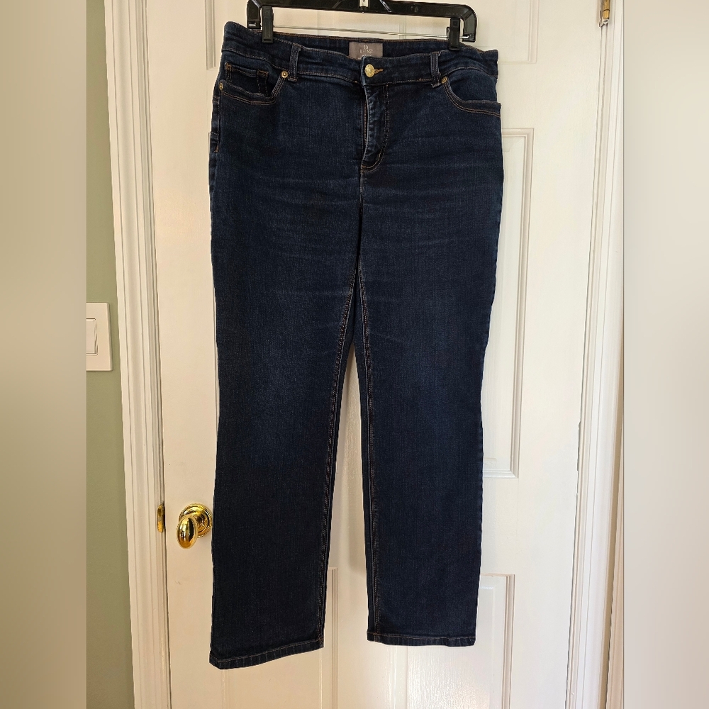 Chico's Dark Indigo Straight Leg "So Lifting" Jeans (Sz 2.5 Short/14)
